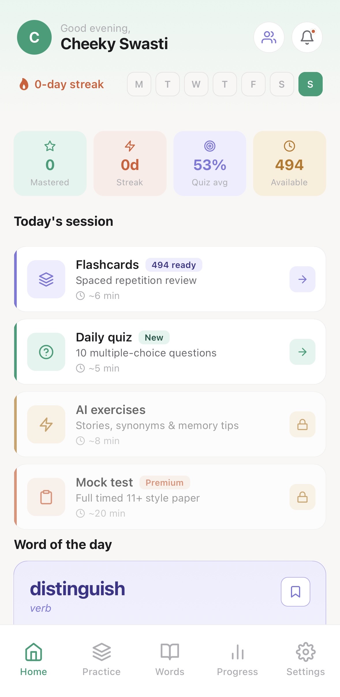 Home screen
